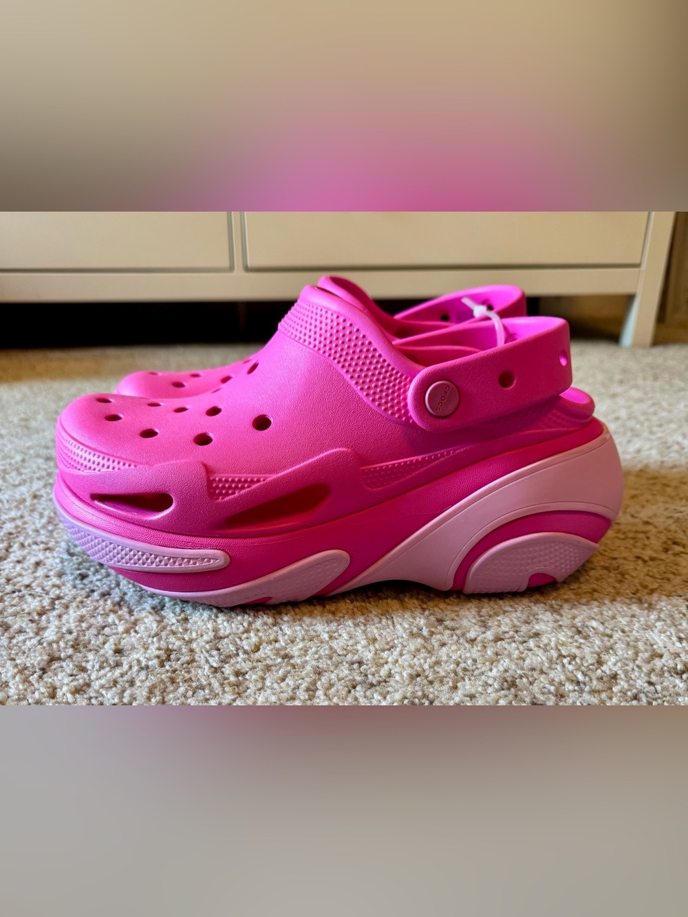 NEW Crocs Bubble Crush Mega Platform Clog Women's Barbie Pink Womens 10 Mens 8